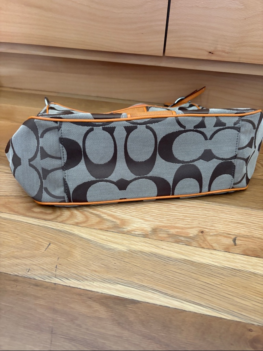 Coach Canvas Signature Hobo with Orange Trim - Picture 10 of 11